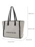 Slogan Graphic Linen Shoulder Tote Bag