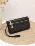 Snap Button Long Wallet With Wristlet