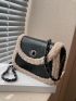 Mini Fuzzy Trim Twist Lock Flap Chain Square Bag