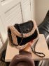 Mini Fuzzy Trim Twist Lock Flap Chain Square Bag