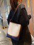 Color Block Contrast Binding Shoulder Bag