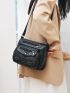 Heart Decor Shoulder Bag, Women's Artificial Leather Crossbody Bag, Fashion Zipper Messenger Bag