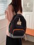 Letter Patch Decor Functional Backpack