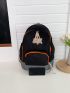 Letter Patch Decor Functional Backpack