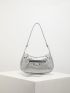 Crocodile Embossed Studded Decor Hobo Bag