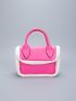 Mini Neon Pink Contrast Binding Square Bag