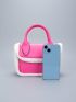 Mini Neon Pink Contrast Binding Square Bag