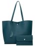 Litchi Embossed Tassel Decor Shoulder Tote Bag With Purse, Mothers Day Gift For Mom, Best Work Bag For Women