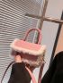 Mini Fuzzy Trim Flap Square Bag