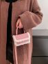 Mini Fuzzy Trim Flap Square Bag