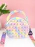 Mini Novelty Bag Heart Pattern Colorblock With Random Graphic Strap