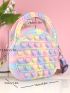 Mini Novelty Bag Heart Pattern Colorblock With Random Graphic Strap