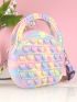 Mini Novelty Bag Heart Pattern Colorblock With Random Graphic Strap