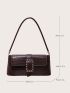 Crocodile Embossed Buckle Decor Baguette Bag