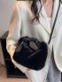 Minimalist Fluffy Ruched Bag With Bag Charm