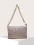 Minimalist Quilted Chain Flap Square Bag