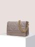 Minimalist Quilted Chain Flap Square Bag