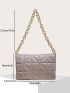 Minimalist Quilted Chain Flap Square Bag