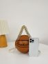 Mini Basketball Design Faux Pearl Beaded Chain Circle Bag