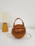 Mini Basketball Design Faux Pearl Beaded Chain Circle Bag