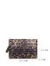 Leopard Pattern Clutch Bag With Wristlet