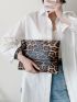 Leopard Pattern Clutch Bag With Wristlet