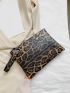 Leopard Pattern Clutch Bag With Wristlet