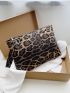 Leopard Pattern Clutch Bag With Wristlet