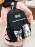 4pcs Plaid Bow Decor Functional Backpack Set