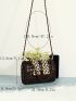 Beaded Decor Flap Square Bag