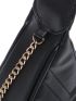 Chevron Detail Chain Hobo Bag