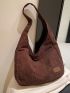 Letter Patch Decor Large Capacity Hobo Bag