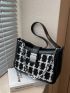 Plaid Pattern Chain Hobo Bag