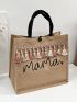 Tassel Decor Letter Print Shopper Bag