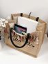 Tassel Decor Letter Print Shopper Bag