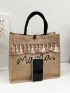 Tassel Decor Letter Print Shopper Bag