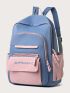 Colorblock Letter Embroidered Functional Backpack