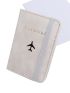 Metallic Airplane & Letter Graphic Passport Case