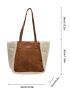 Contrast Fluffy Shoulder Tote Bag