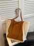 Contrast Fluffy Shoulder Tote Bag