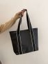 Contrast Tape Shoulder Tote Bag