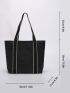 Contrast Tape Shoulder Tote Bag