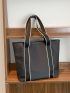 Contrast Tape Shoulder Tote Bag