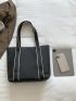 Contrast Tape Shoulder Tote Bag