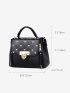 Heart Embroidered Stitch Detail Flap Square Bag