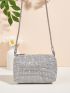 Mini Rhinestone Decor Chain Square Bag