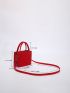 Mini Neon Red Embossed Design Square Bag