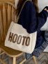 Letter Patch Decor Chain Shoulder Tote Bag