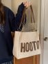 Letter Patch Decor Chain Shoulder Tote Bag