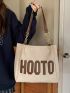 Letter Patch Decor Chain Shoulder Tote Bag